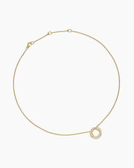 Petite Pavé Crossover Pendant Necklace in 18K Yellow Gold with Diamonds, 15.5mm