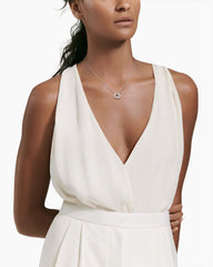 Petite Pavé Crossover Pendant Necklace in 18K White Gold with Diamonds, 15.5mm