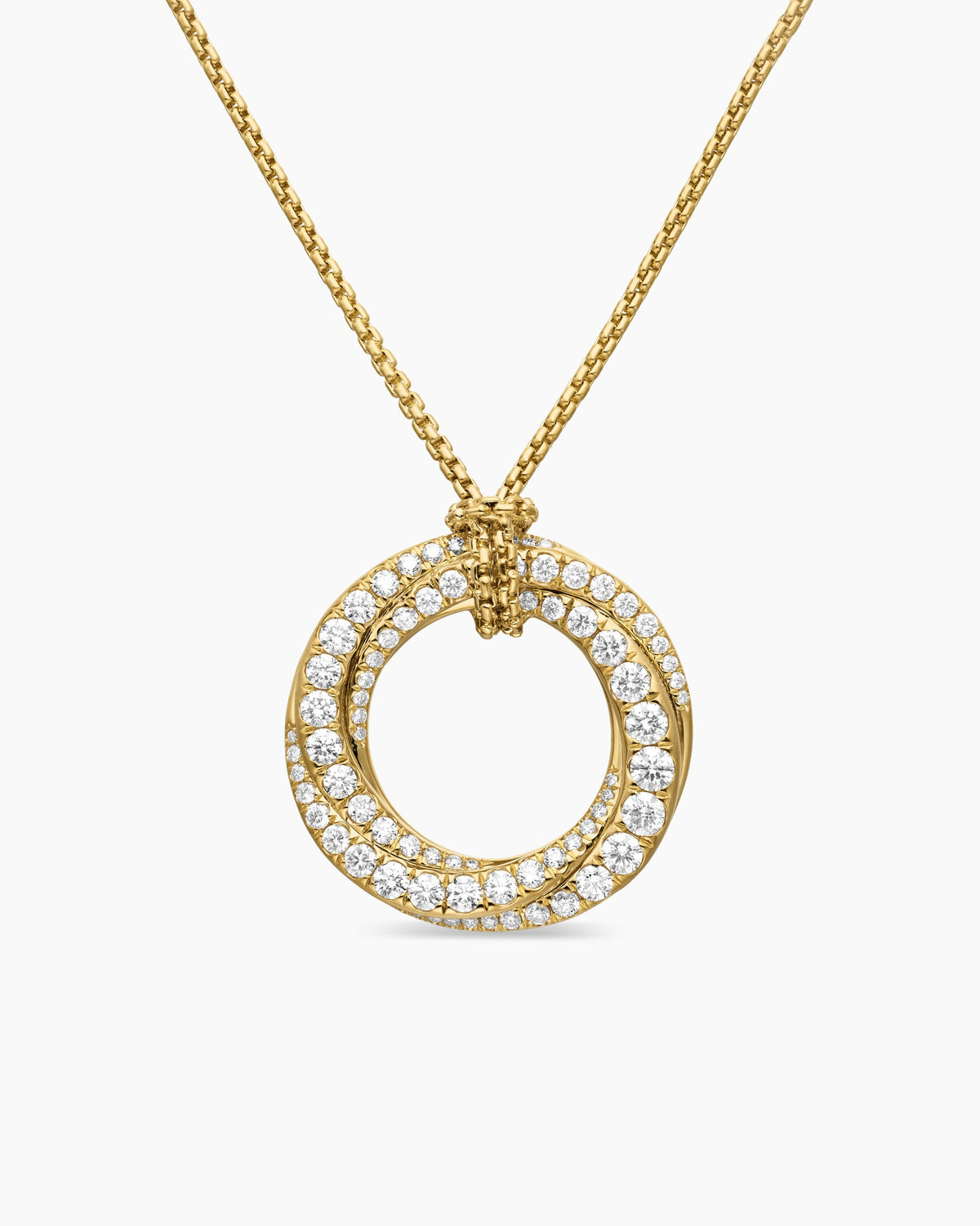 Pavé Crossover Pendant Necklace in 18K Yellow Gold with Diamonds, 21mm