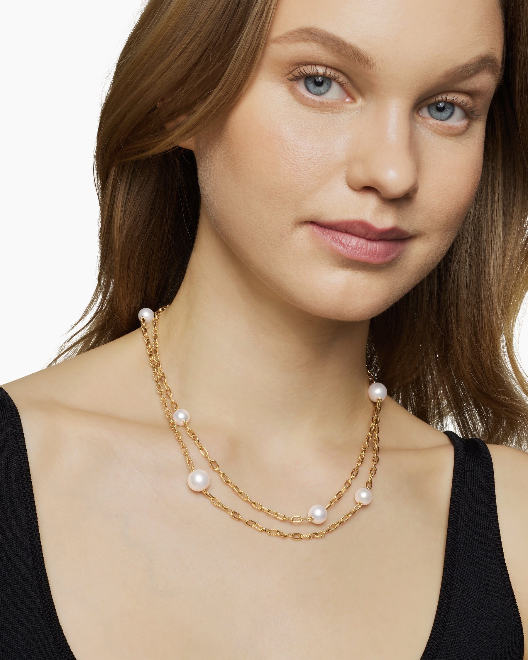 DY Madison® Pearl Necklace in 18K Yellow Gold with Pearls, 6.2mm