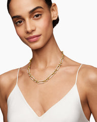 Lexington Chain Necklace in 18K Yellow Gold with Diamonds, 9.8mm