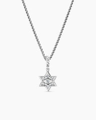 Star of David Pendant Necklace in Sterling Silver with Diamonds, 12mm