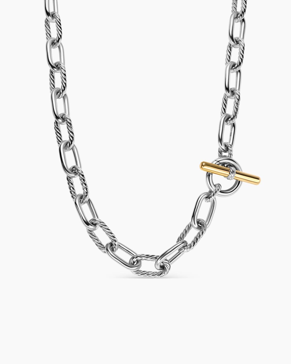 DY Madison® Toggle Chain Necklace in Sterling Silver with 18K Yellow Gold, 11mm