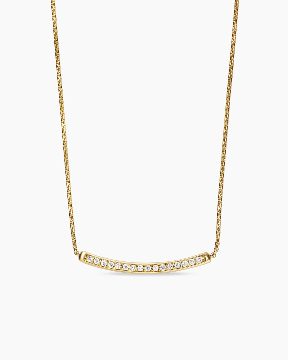 Petite Pavé Bar Necklace in 18K Yellow Gold with Diamonds, 1.25mm