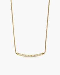 Petite Pavé Bar Necklace in 18K Yellow Gold with Diamonds, 1.25mm
