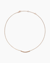 Petite Pavé Bar Necklace in 18K Rose Gold with Cognac Diamonds, 1.25mm