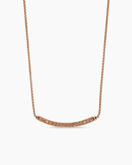 Petite Pavé Bar Necklace in 18K Rose Gold with Cognac Diamonds, 1.25mm
