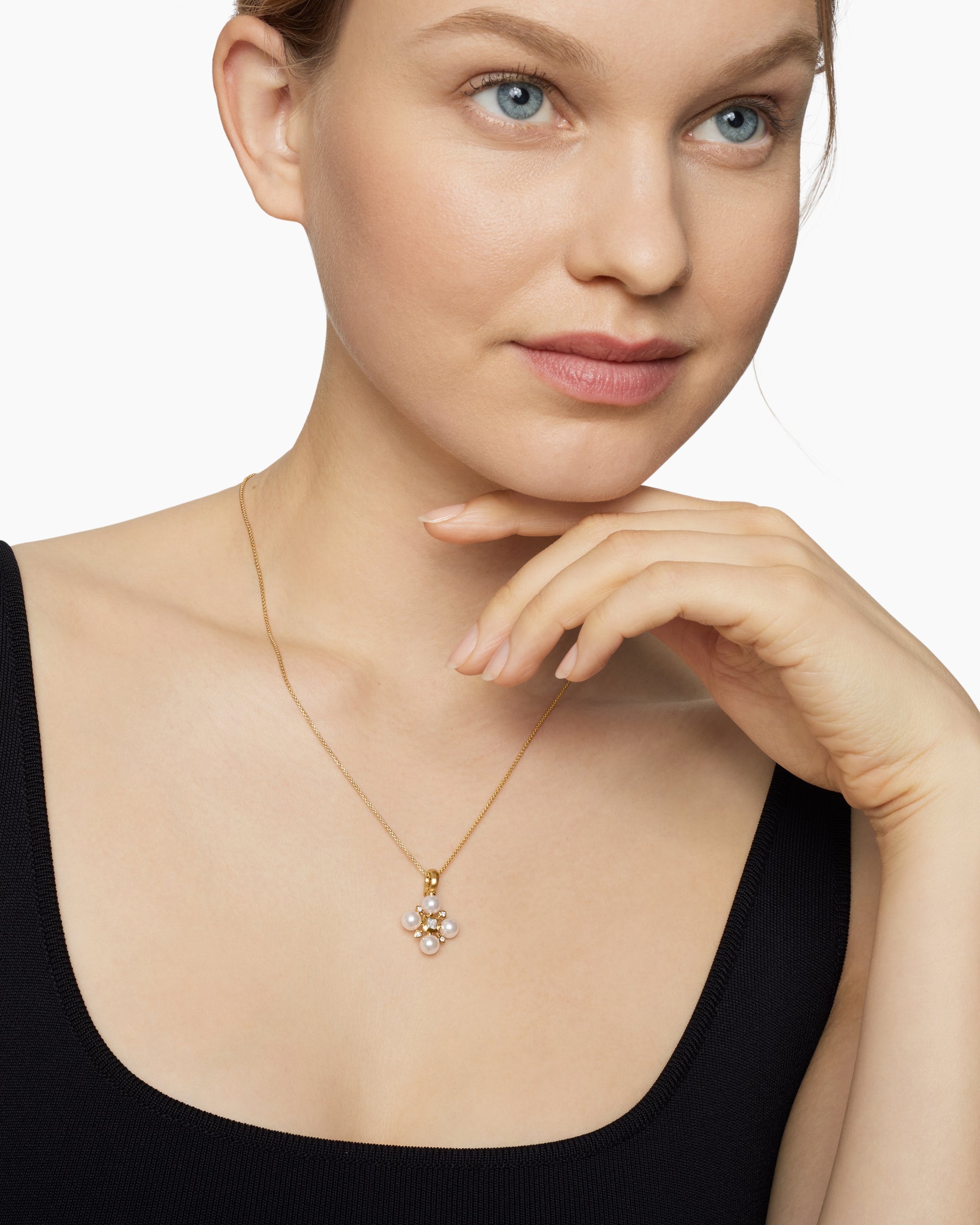 Renaissance® Pearl Necklace in 18K Yellow Gold with Pearls and Diamonds, 20mm