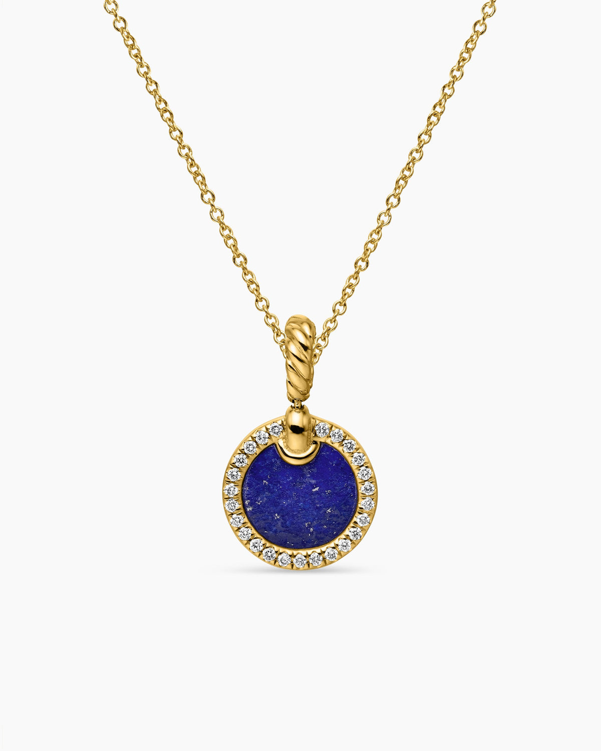 Petite DY Elements® Pendant Necklace in 18K Yellow Gold with Lapis and Diamonds, 17.8mm