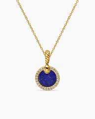 Petite DY Elements® Pendant Necklace in 18K Yellow Gold with Lapis and Diamonds, 17.8mm