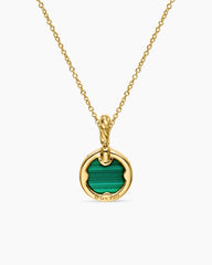 Petite DY Elements® Pendant Necklace in 18K Yellow Gold with Malachite and Diamonds, 17.8mm
