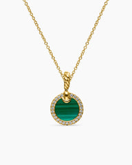 Petite DY Elements® Pendant Necklace in 18K Yellow Gold with Malachite and Diamonds, 17.8mm