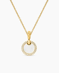 Petite DY Elements® Pendant Necklace in 18K Yellow Gold with Mother of Pearl and Diamonds, 17.8mm