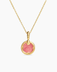 Petite DY Elements Pendant Necklace in 18K Yellow Gold with Rhodonite and Diamonds, 17.8mm