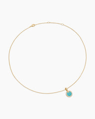 Petite DY Elements® Pendant Necklace in 18K Yellow Gold with Turquoise and Diamonds, 17.8mm