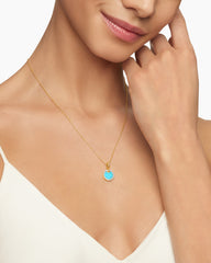 Petite DY Elements® Pendant Necklace in 18K Yellow Gold with Turquoise and Diamonds, 17.8mm