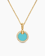 Petite DY Elements® Pendant Necklace in 18K Yellow Gold with Turquoise and Diamonds, 17.8mm