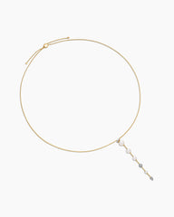 Pearl and Pavé Y Necklace in 18K Yellow Gold with Pearls and Diamonds