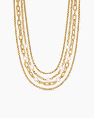 DY Madison® Pearl Multi Row Chain Necklace in 18K Yellow Gold with Pearls