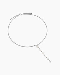 Pearl and Pavé Y Necklace in Sterling Silver with Pearls and Diamonds