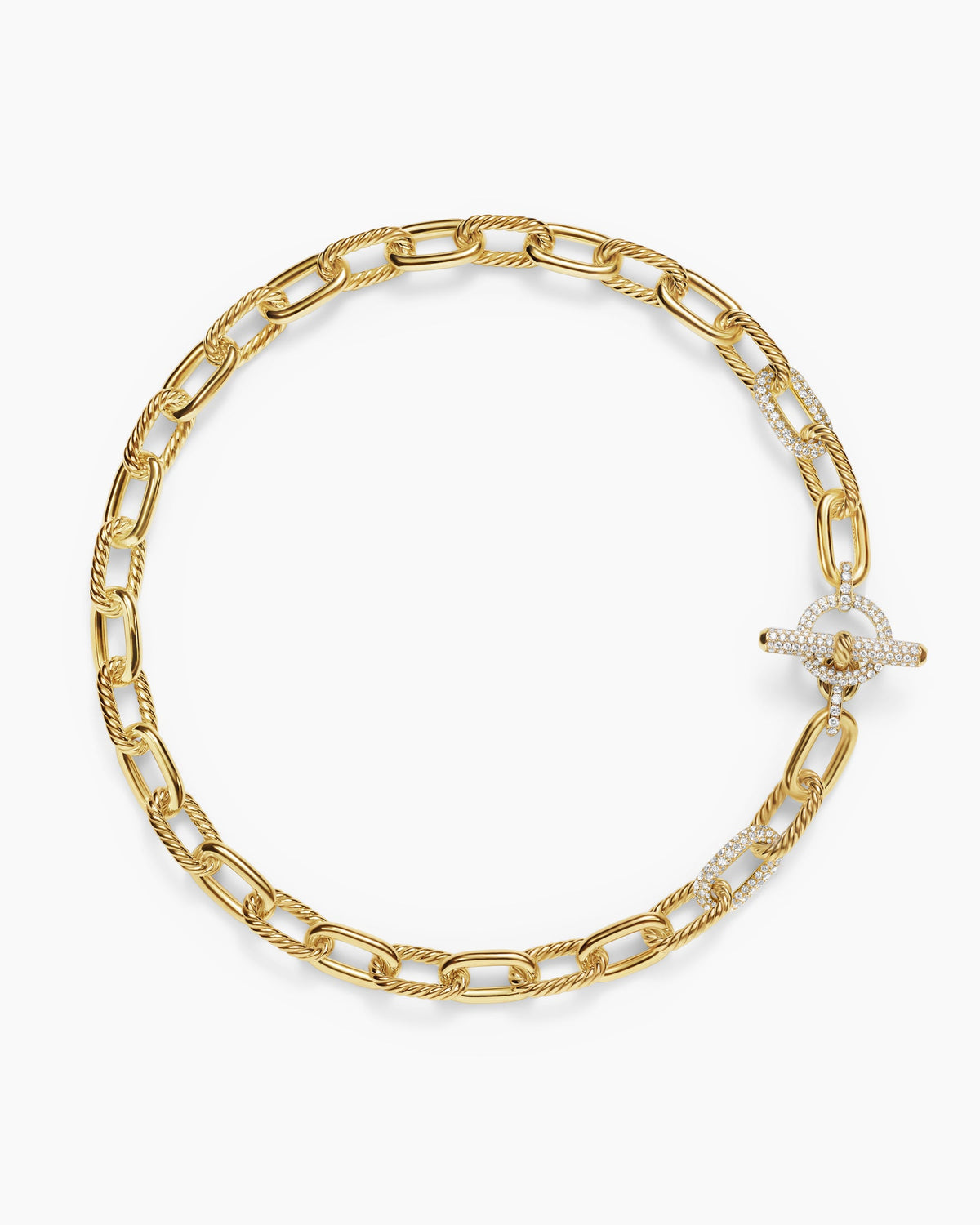 DY Madison® Toggle Chain Necklace in 18K Yellow Gold with Diamond Links, 11mm