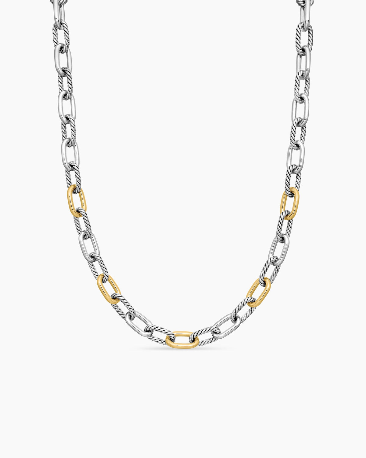 DY Madison® Chain Necklace in Sterling Silver with 18K Yellow Gold, 11mm
