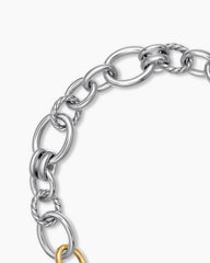 DY Mercer® Chain Necklace in Sterling Silver with 18K Yellow Gold and Diamonds, 20mm