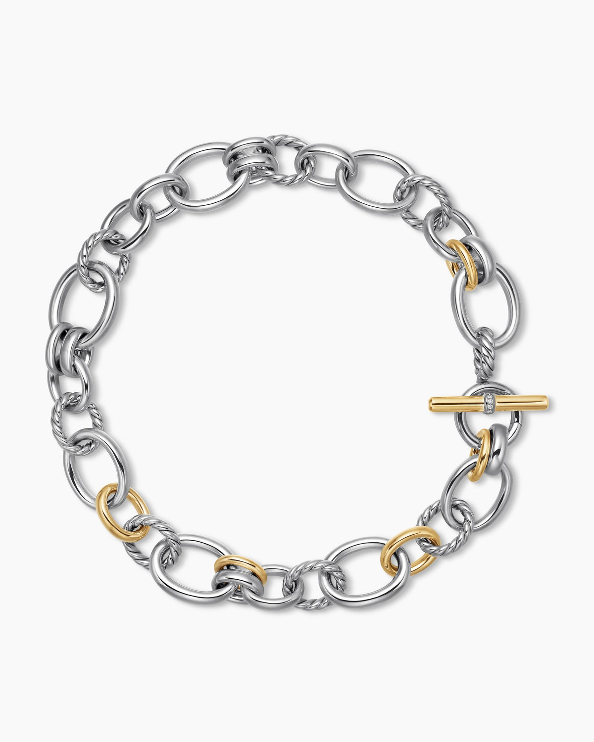 DY Mercer® Chain Necklace in Sterling Silver with 18K Yellow Gold and Diamonds, 20mm