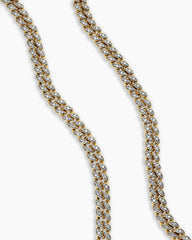 Curb Chain Necklace in 18K Yellow Gold with Diamonds, 7mm