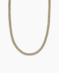 Curb Chain Necklace in 18K Yellow Gold with Diamonds, 7mm
