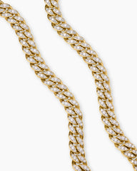 Curb Chain Necklace in 18K Yellow Gold with Diamonds, 11.5mm