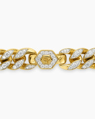 Curb Chain Necklace in 18K Yellow Gold with Diamonds, 11.5mm