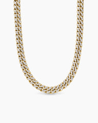 Curb Chain Necklace in 18K Yellow Gold with Diamonds, 11.5mm