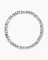 Curb Chain Necklace in Platinum with Diamonds, 11.5mm