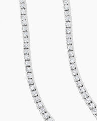 Tennis Necklace in 18K White Gold with Diamonds, 3mm