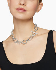 DY Mercer® Chain Necklace in Sterling Silver with Diamonds, 20mm