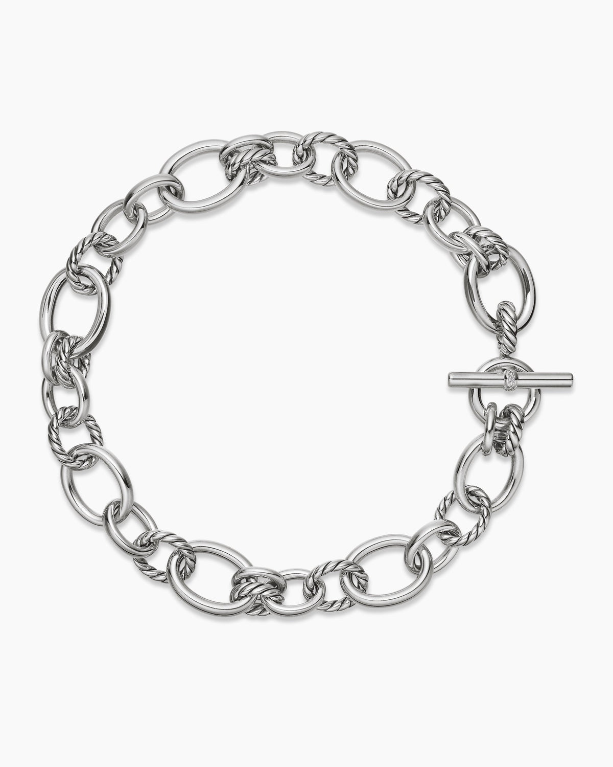 DY Mercer® Chain Necklace in Sterling Silver with Diamonds, 20mm