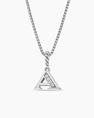 Pavé Initial Pendant Necklace in Sterling Silver with Diamond A