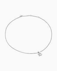 Pavé Initial Pendant Necklace in Sterling Silver with Diamond D