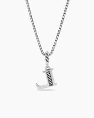 Pavé Initial Pendant Necklace in Sterling Silver with Diamond L