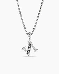Pavé Initial Pendant Necklace in Sterling Silver with Diamond N