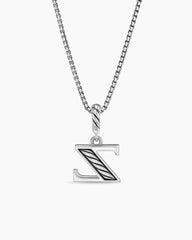 Pavé Initial Pendant Necklace in Sterling Silver with Diamond Z