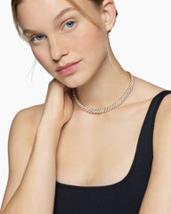 Sculpted Cable Necklace in 18K Yellow Gold with Diamonds, 8.5mm