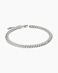 Sculpted Cable Necklace in 18K White Gold with Diamonds, 8.5mm