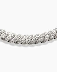 Sculpted Cable Necklace in 18K White Gold with Diamonds, 8.5mm