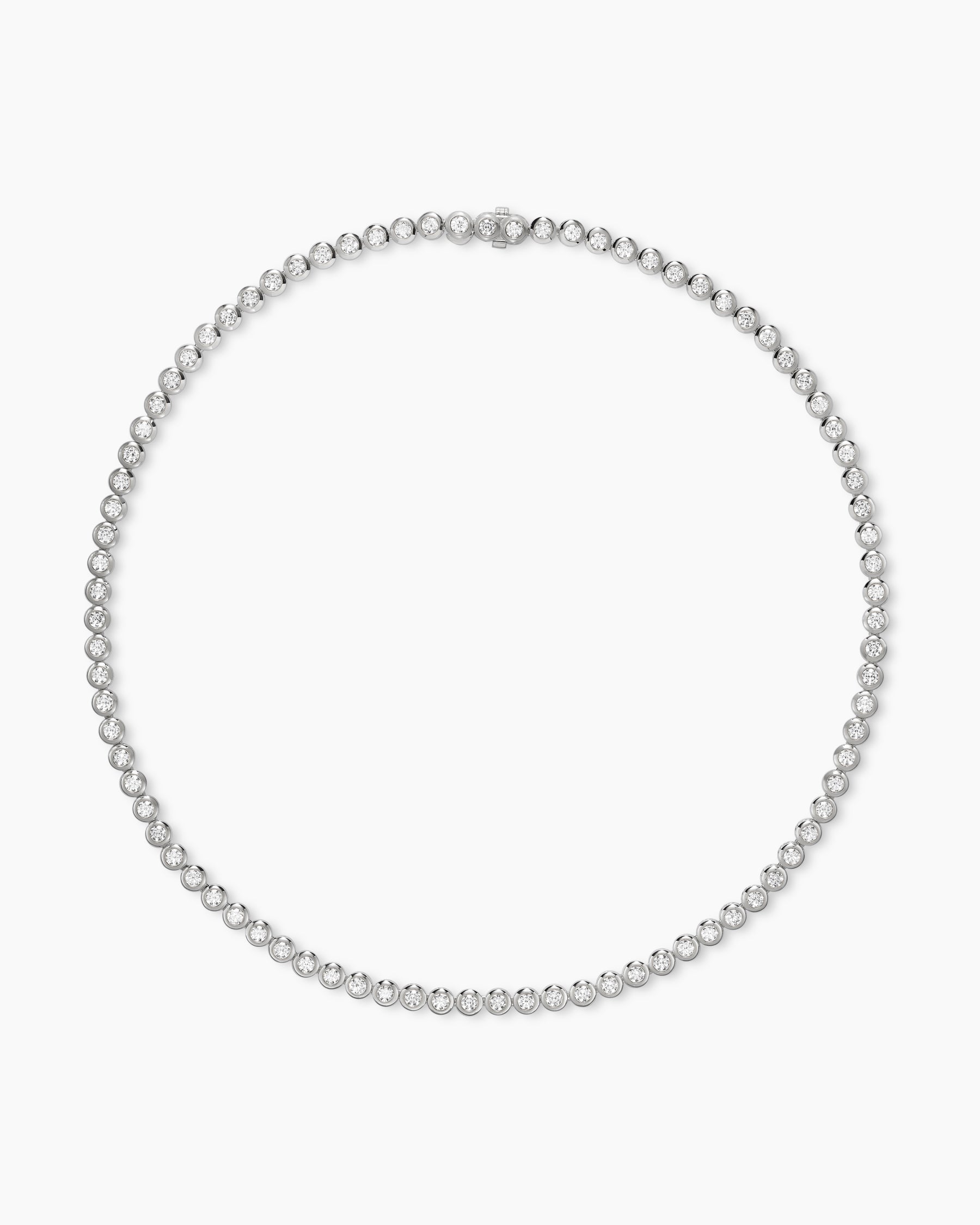 Tennis Necklace in 18K White Gold with Diamonds, 4.7mm