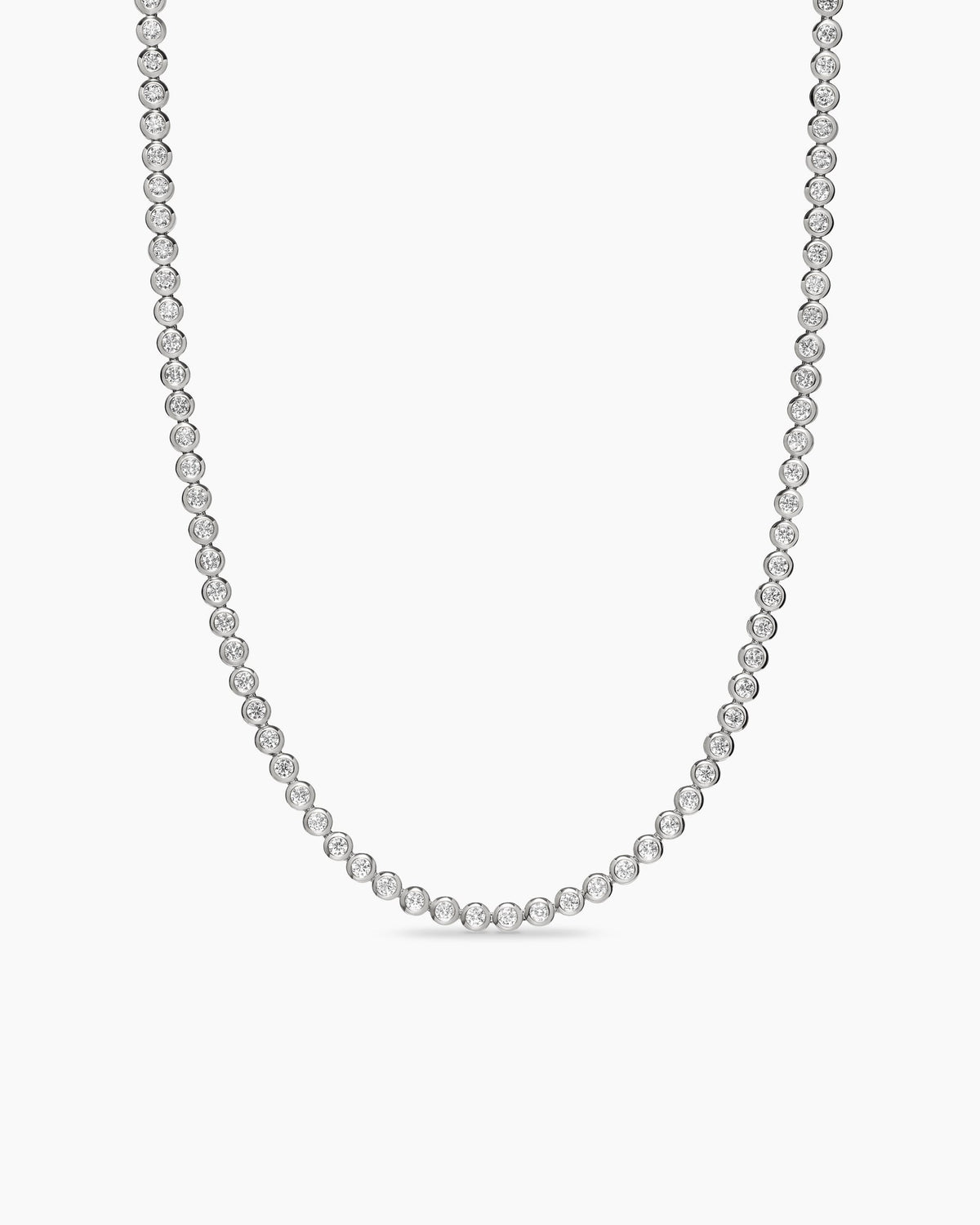 Tennis Necklace in 18K White Gold with Diamonds, 4.7mm