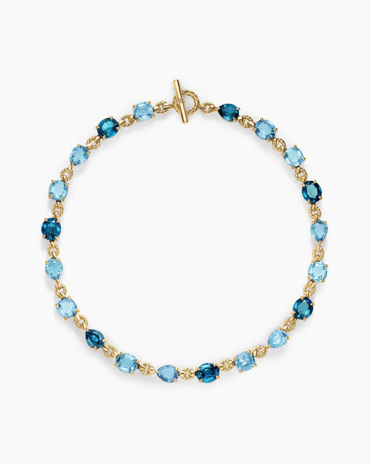 Marbella Toggle Necklace in 18K Yellow Gold with Blue Topaz and Hampton Blue Topaz