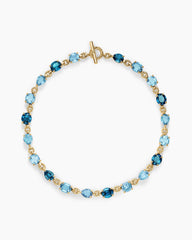 Marbella Toggle Necklace in 18K Yellow Gold with Blue Topaz and Hampton Blue Topaz