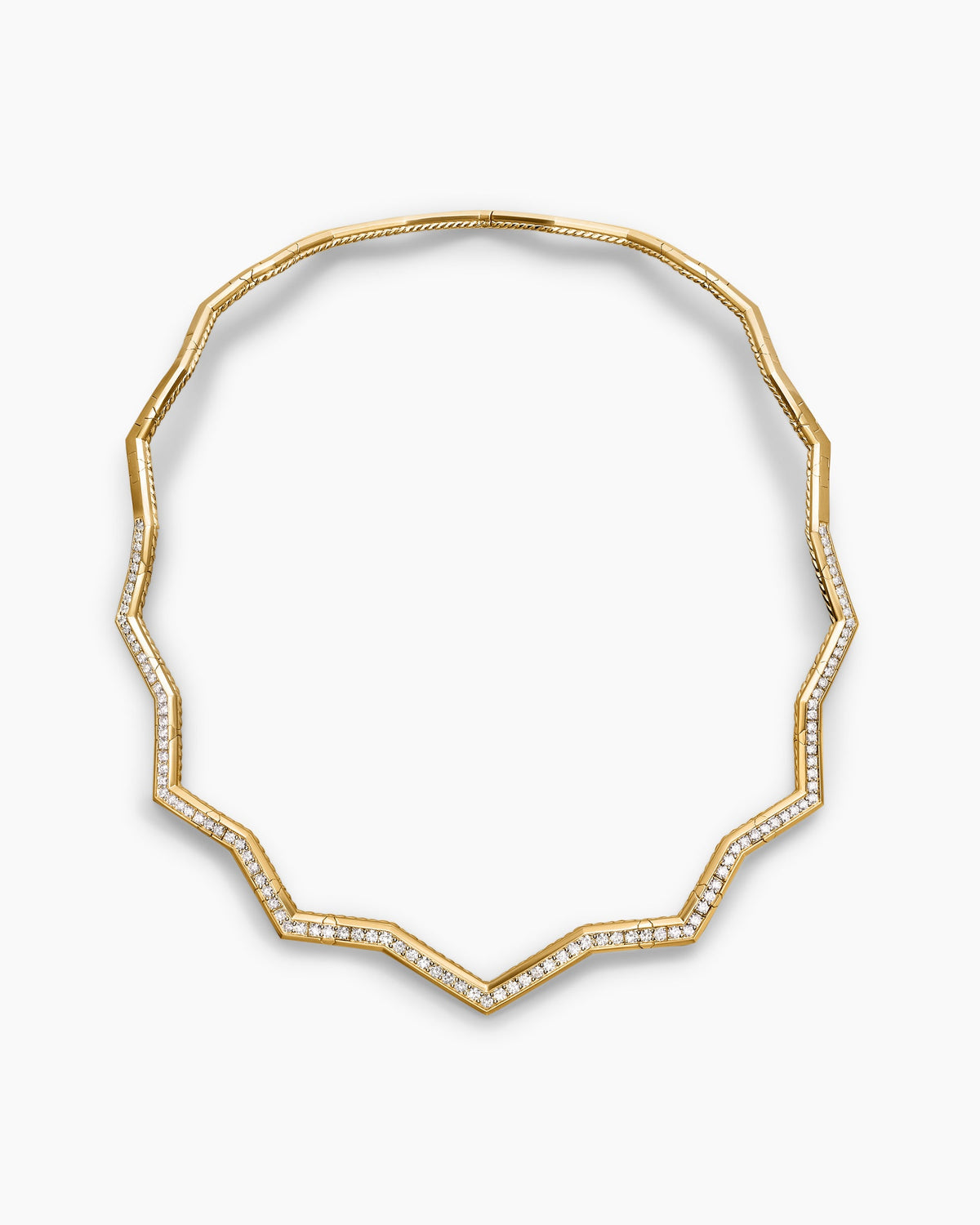 Zig Zag Stax™ Necklace in 18K Yellow Gold with Diamonds, 5mm
